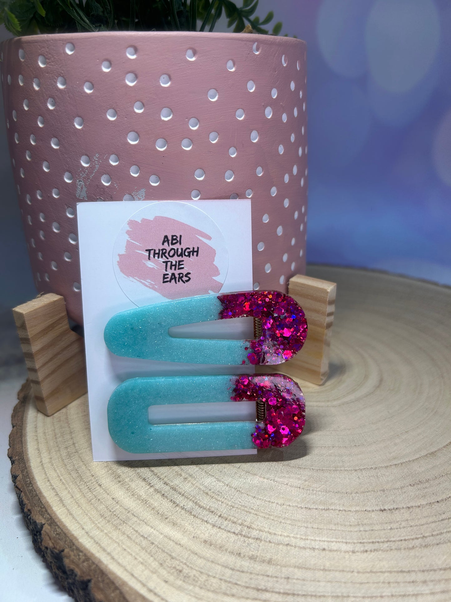 Mint Green and Purple Glitter Alligator Hair Clips