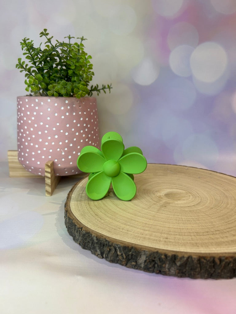 Green Flower Claw Clip