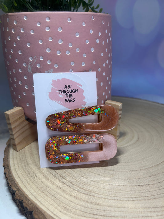 Copper Mixed Glitter Alligator Hair Clips