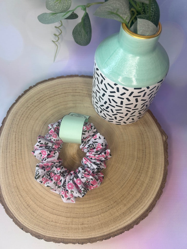 Pink Floral Scrunchie