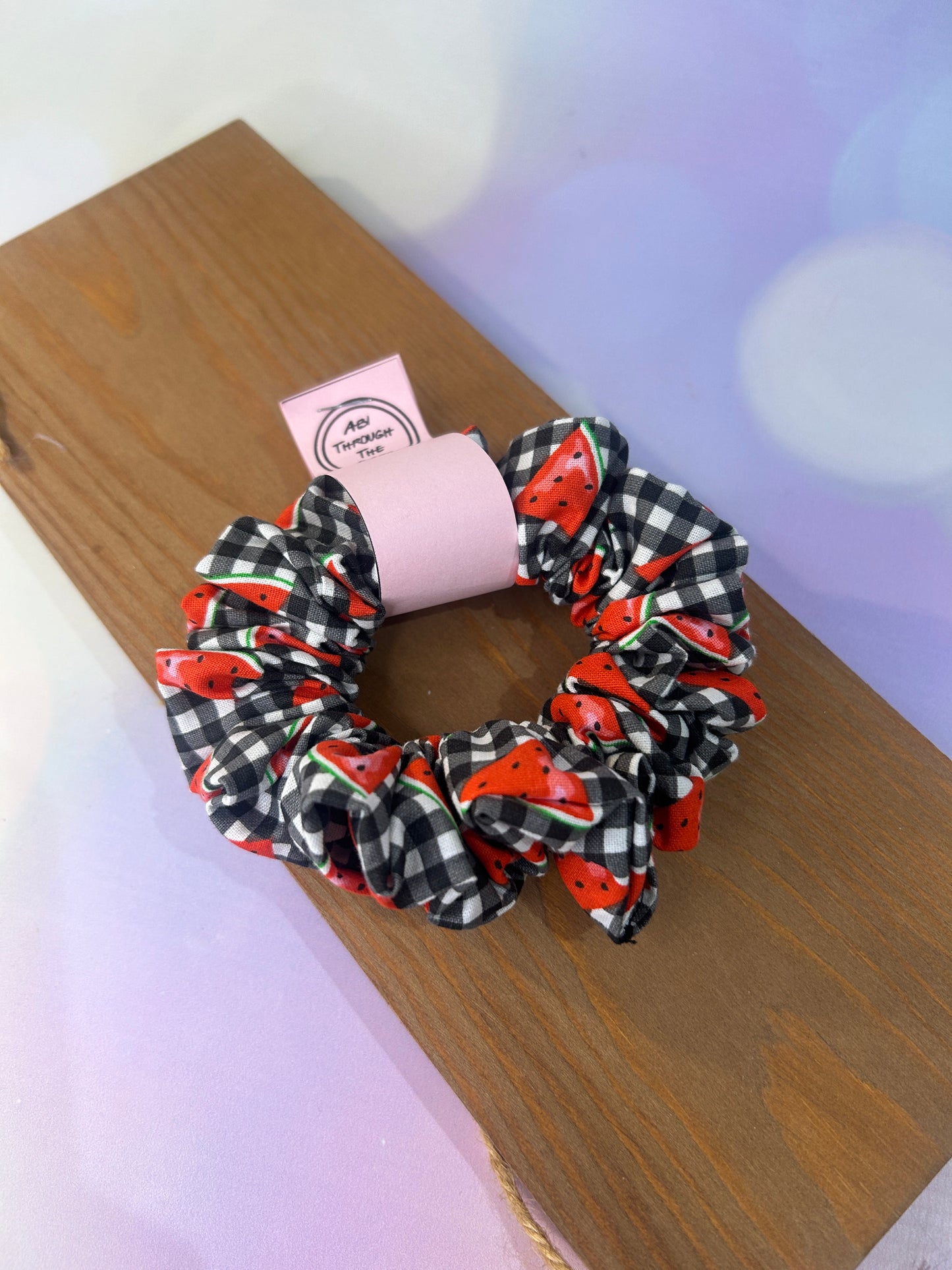 Watermelon Gingham Hair Scrunchie - Limited Edition