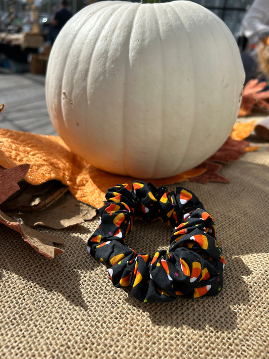 Candy Corn Halloween Cotton Scrunchie