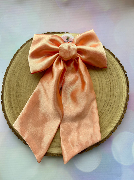 Luxury Peach Satin Hair Bow