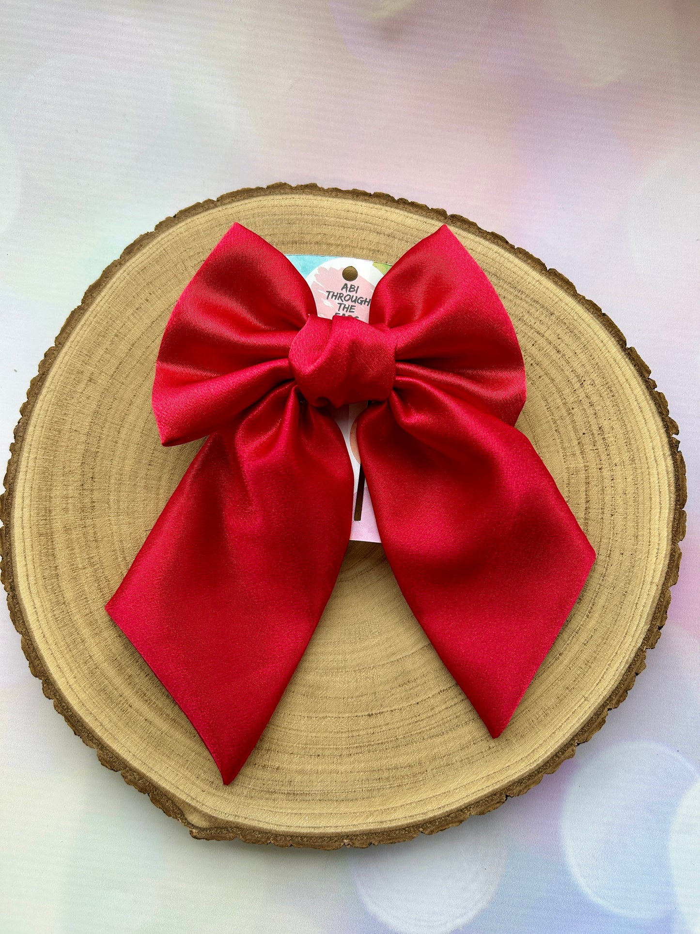 Midi Red Satin Hair Bow