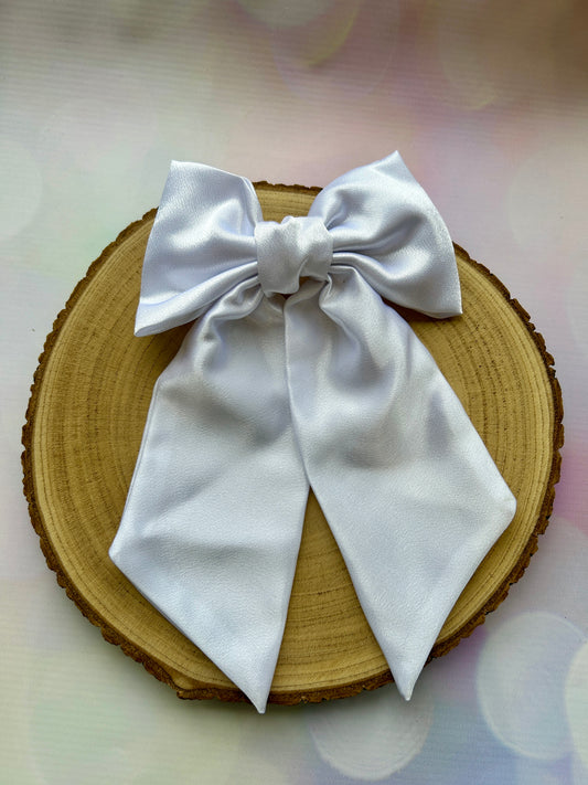 Large Luxury White Satin Hair Bow