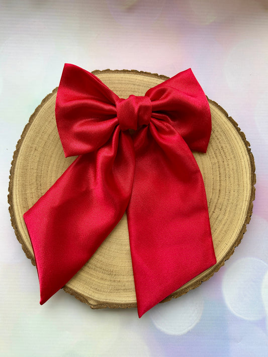 Large Luxury Red Satin Hair Bow