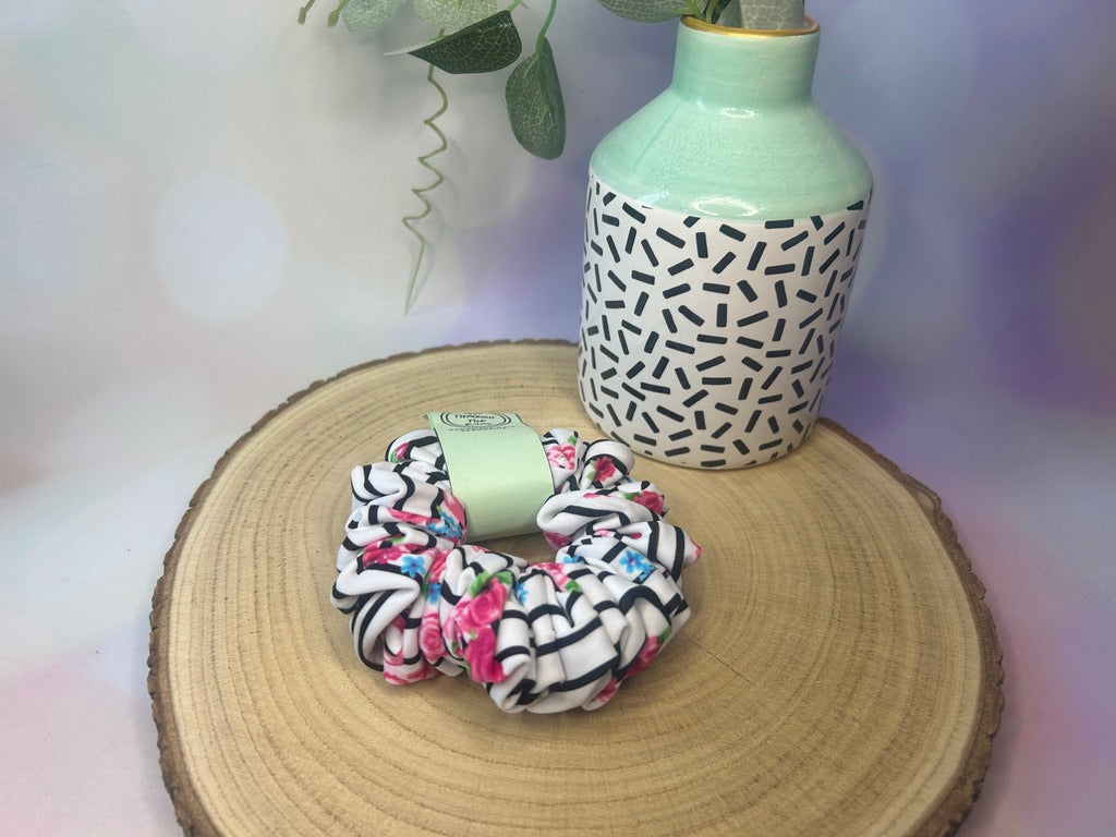 B&W Striped Swim Scrunchie