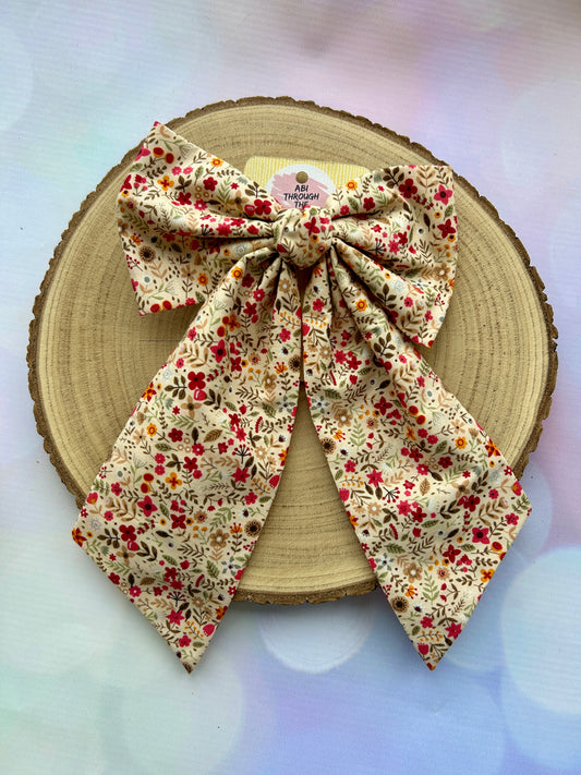 Large Autumn Floral Hair Bow