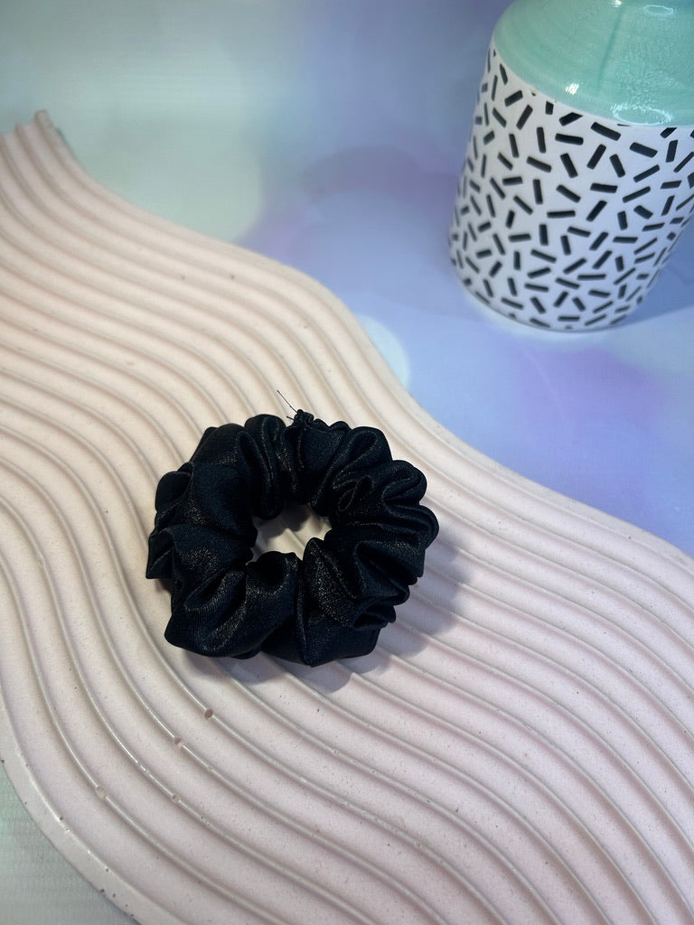 Mini Black Satin Scrunchie