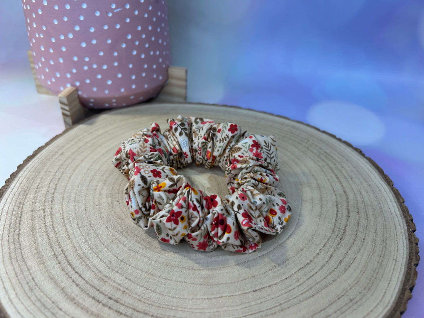 Autumn Floral Cotton Hair Scrunchie