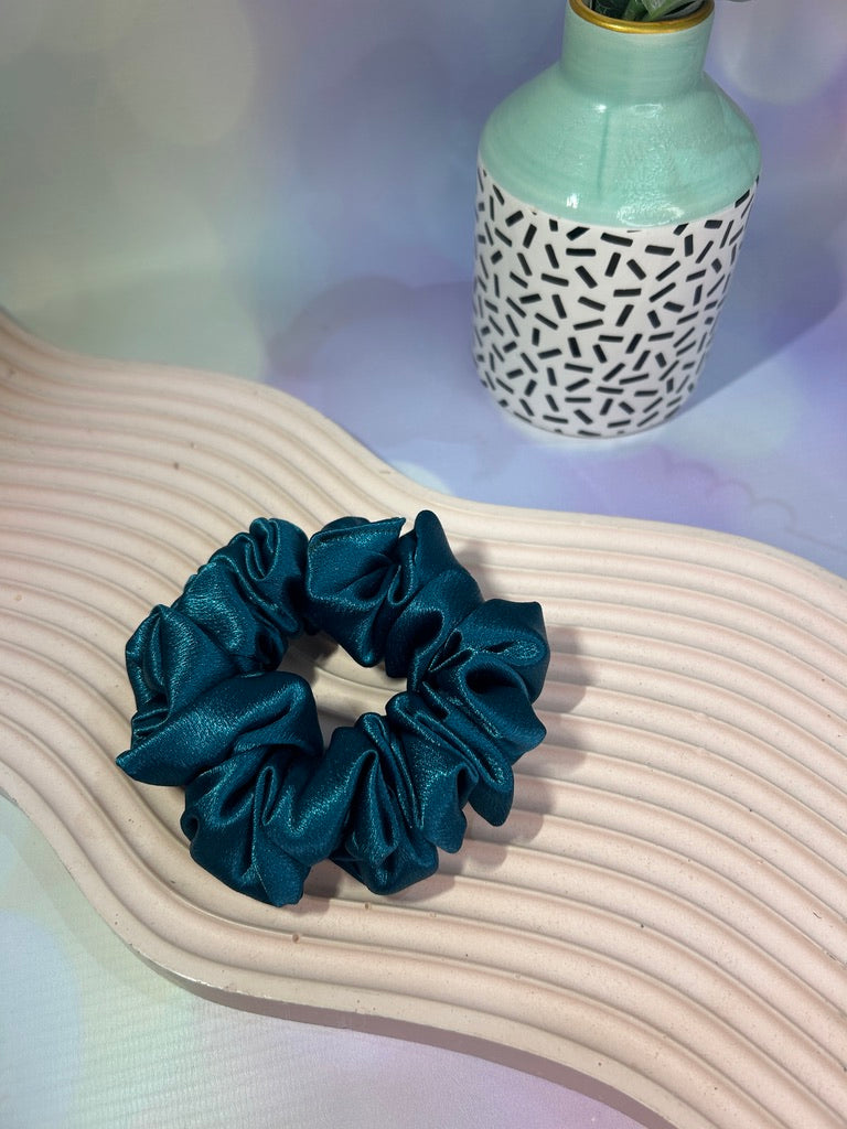 Luxury Teal Satin Scrunchie