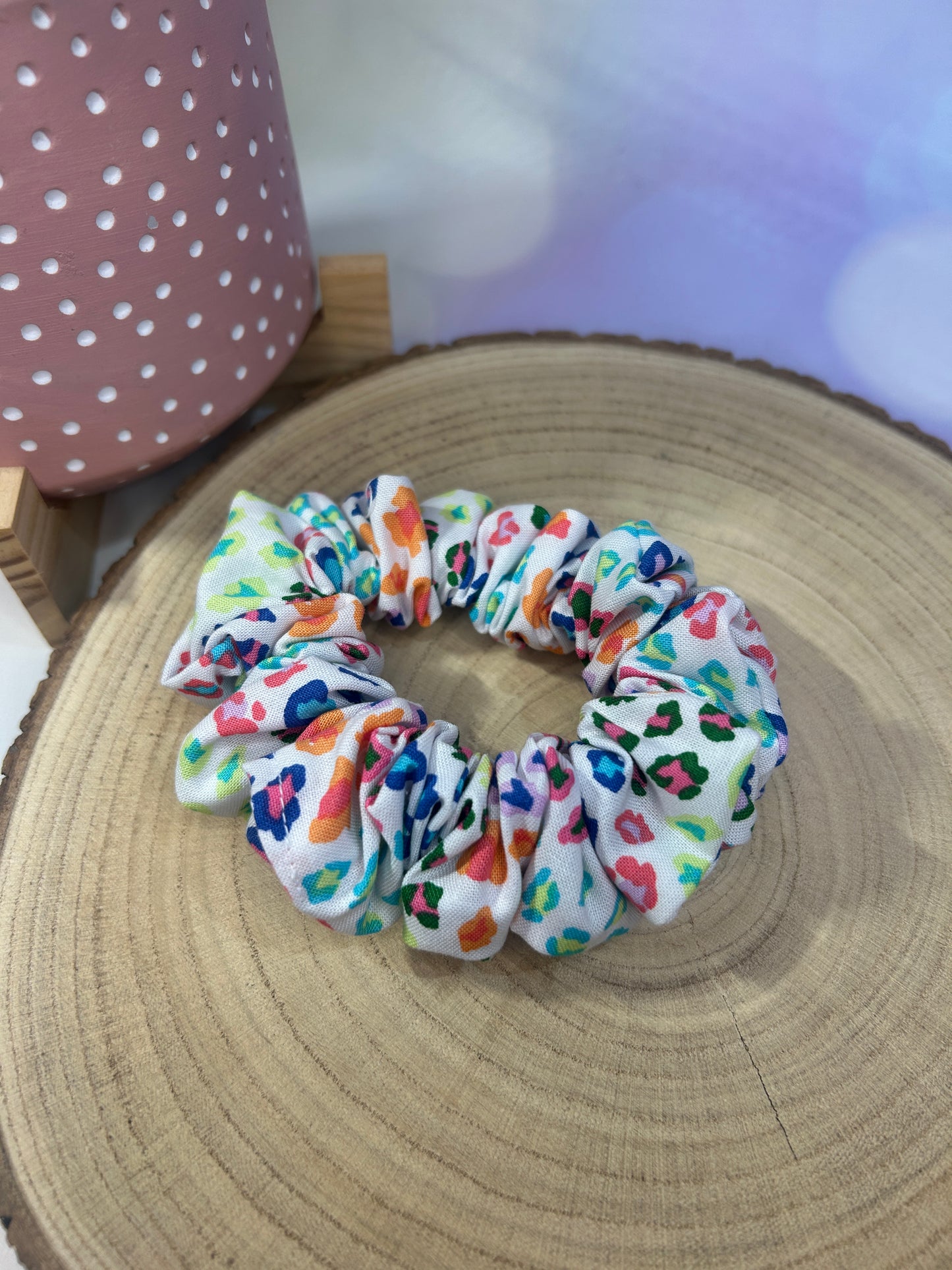 Rainbow Animal Print Hair Scrunchie