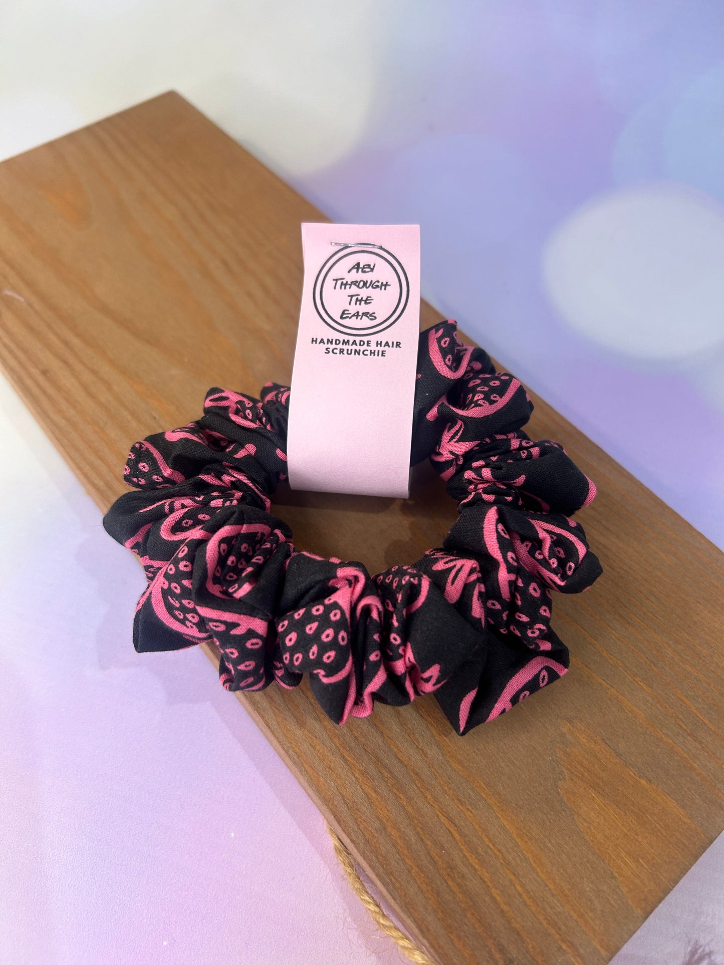Black & Pink Strawberry Hair Scrunchie - Limited Edition