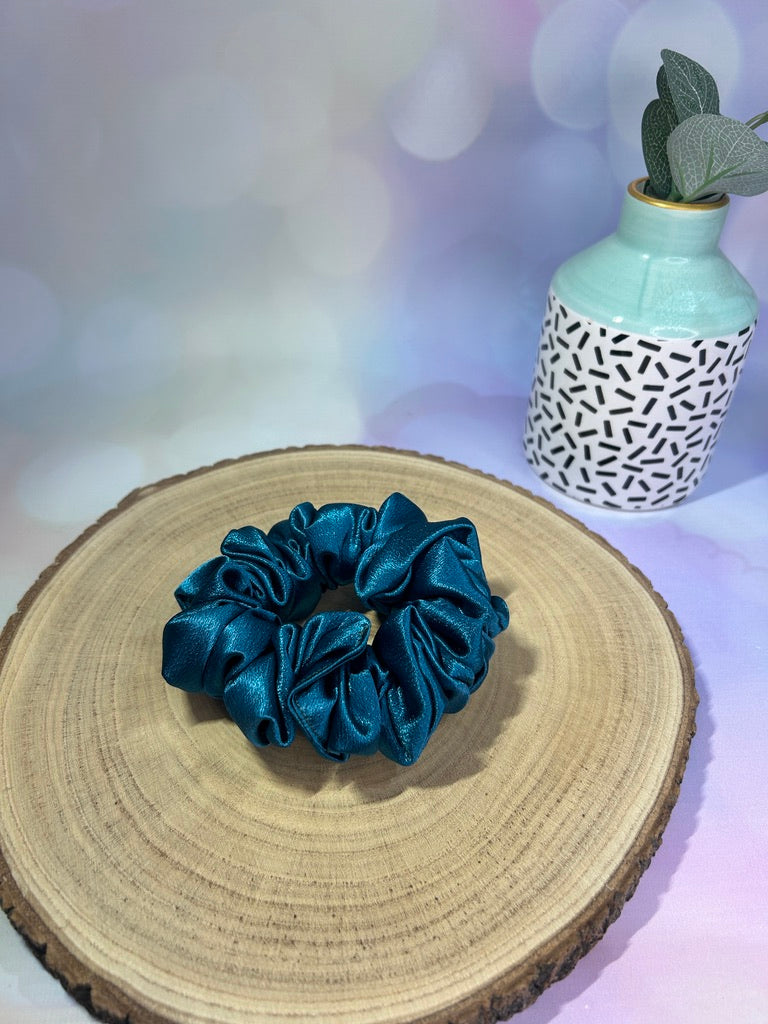 Luxury Teal Satin Scrunchie