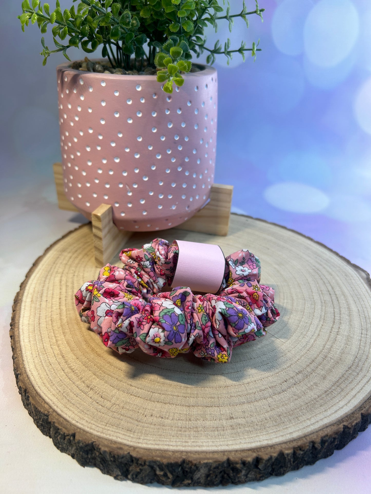 Pink Floral Scrunchie