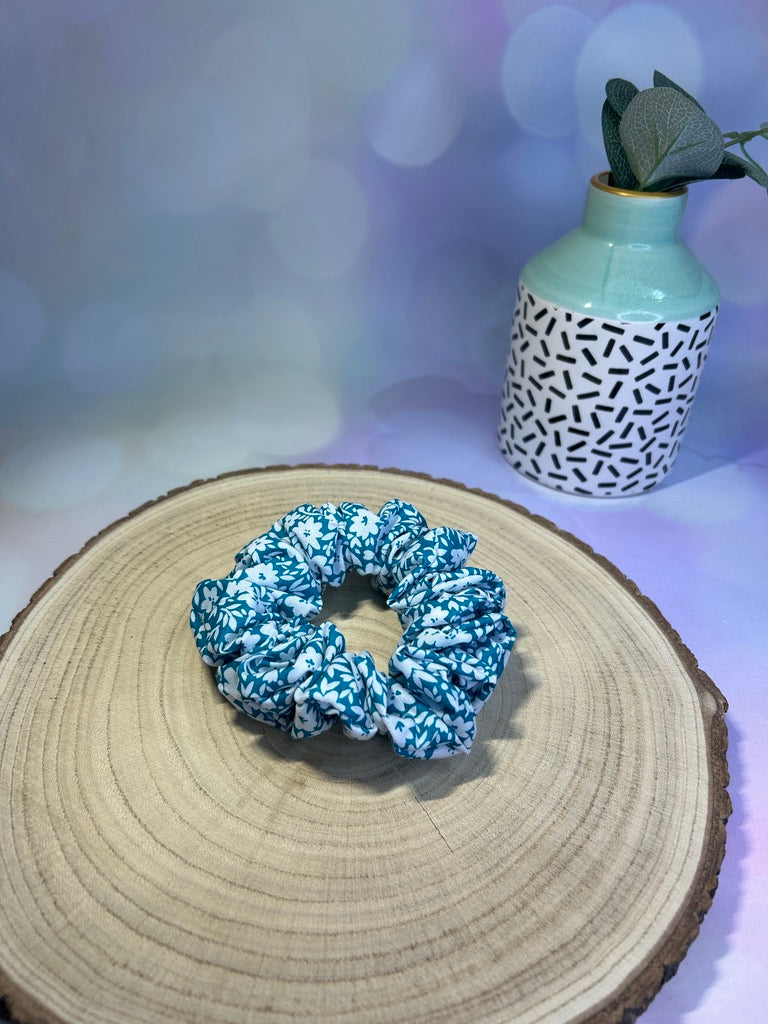Teal Tiny Daisies Scrunchie