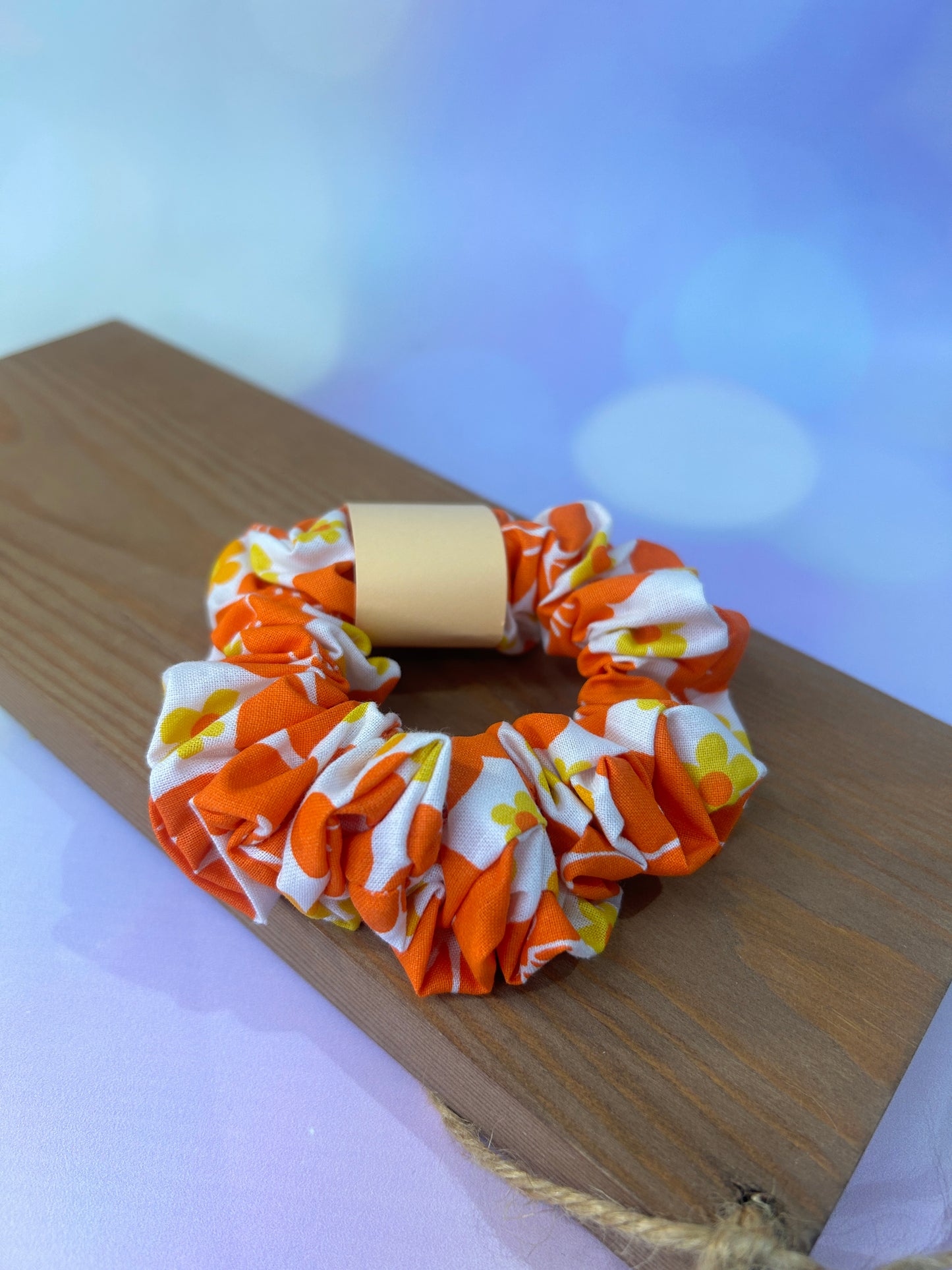 Bold Orange Floral Hair Scrunchie - Limited Edition