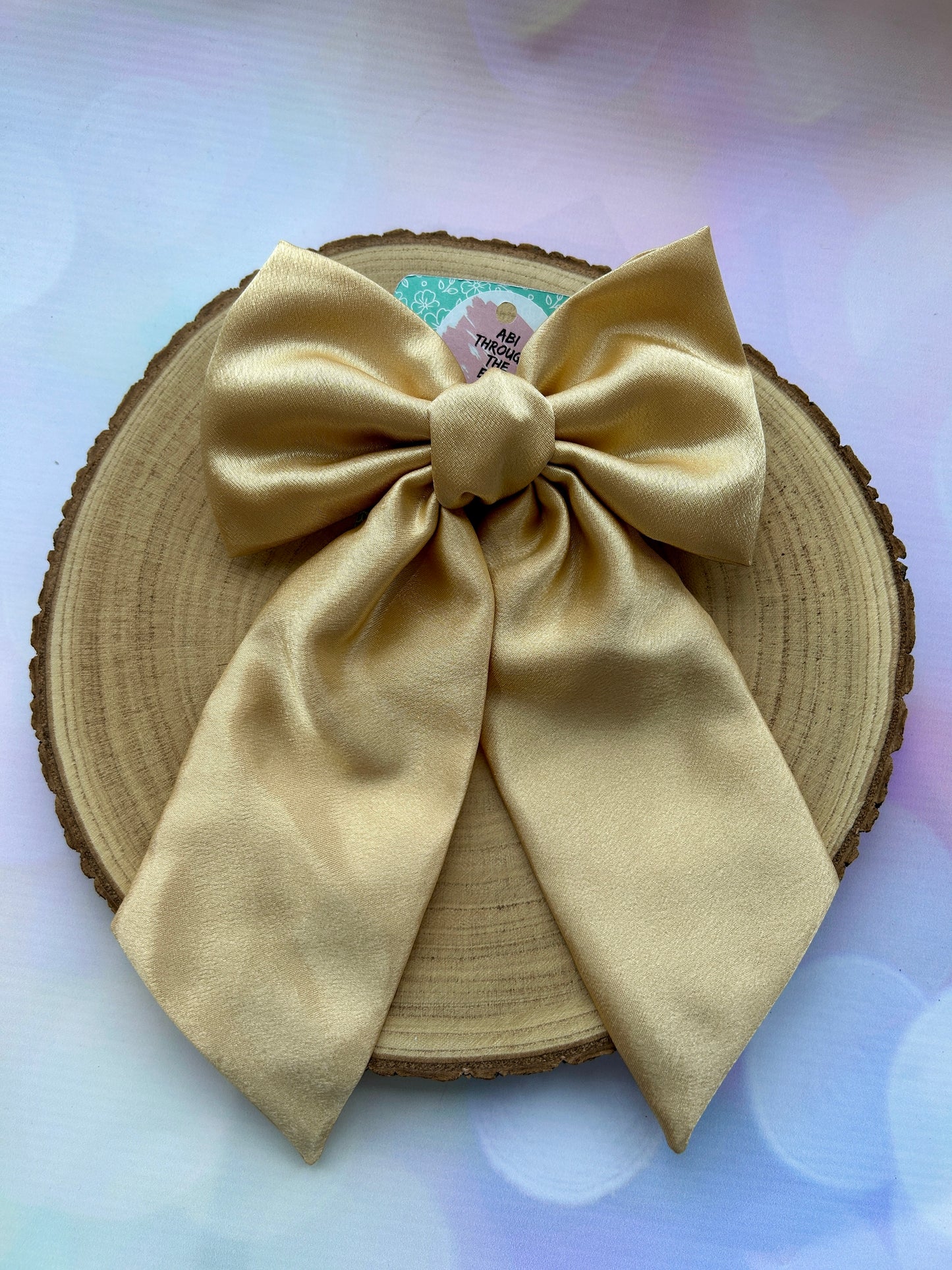 Large Luxury Gold Satin Hair Bow