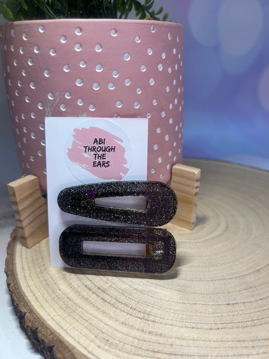 Black Glitter Alligator Hair Clips