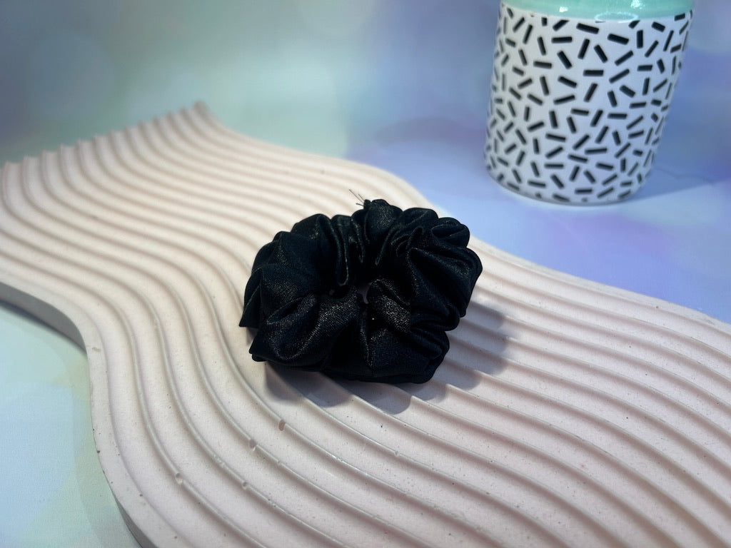 Mini Black Satin Scrunchie