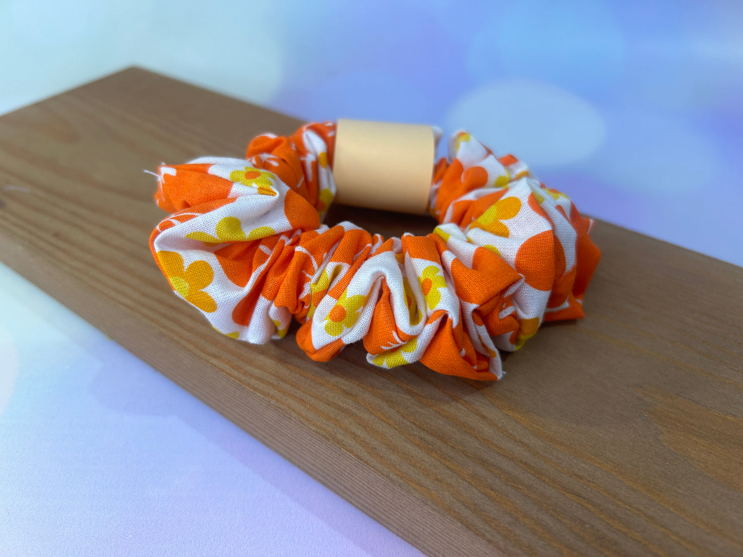 Bold Orange Floral Hair Scrunchie - Limited Edition