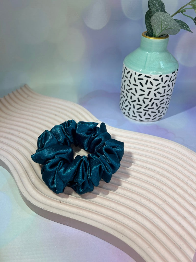 Luxury Teal Satin Scrunchie