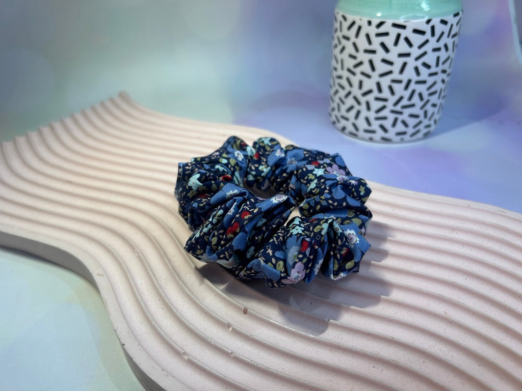 Blue Wildflower Scrunchie