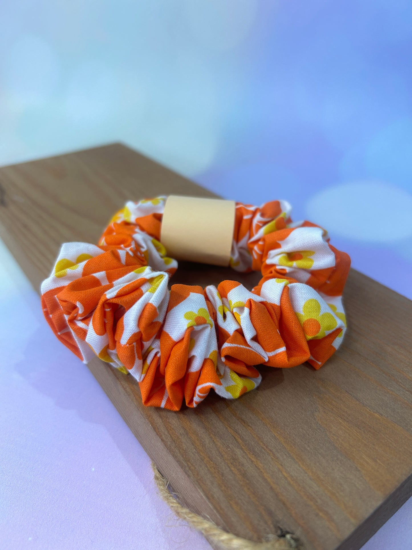 Bold Orange Floral Hair Scrunchie - Limited Edition