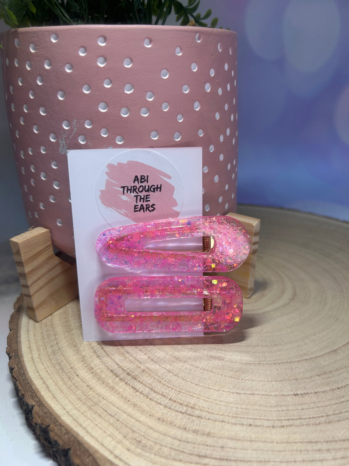 Pink Glitter Alligator Hair Clips