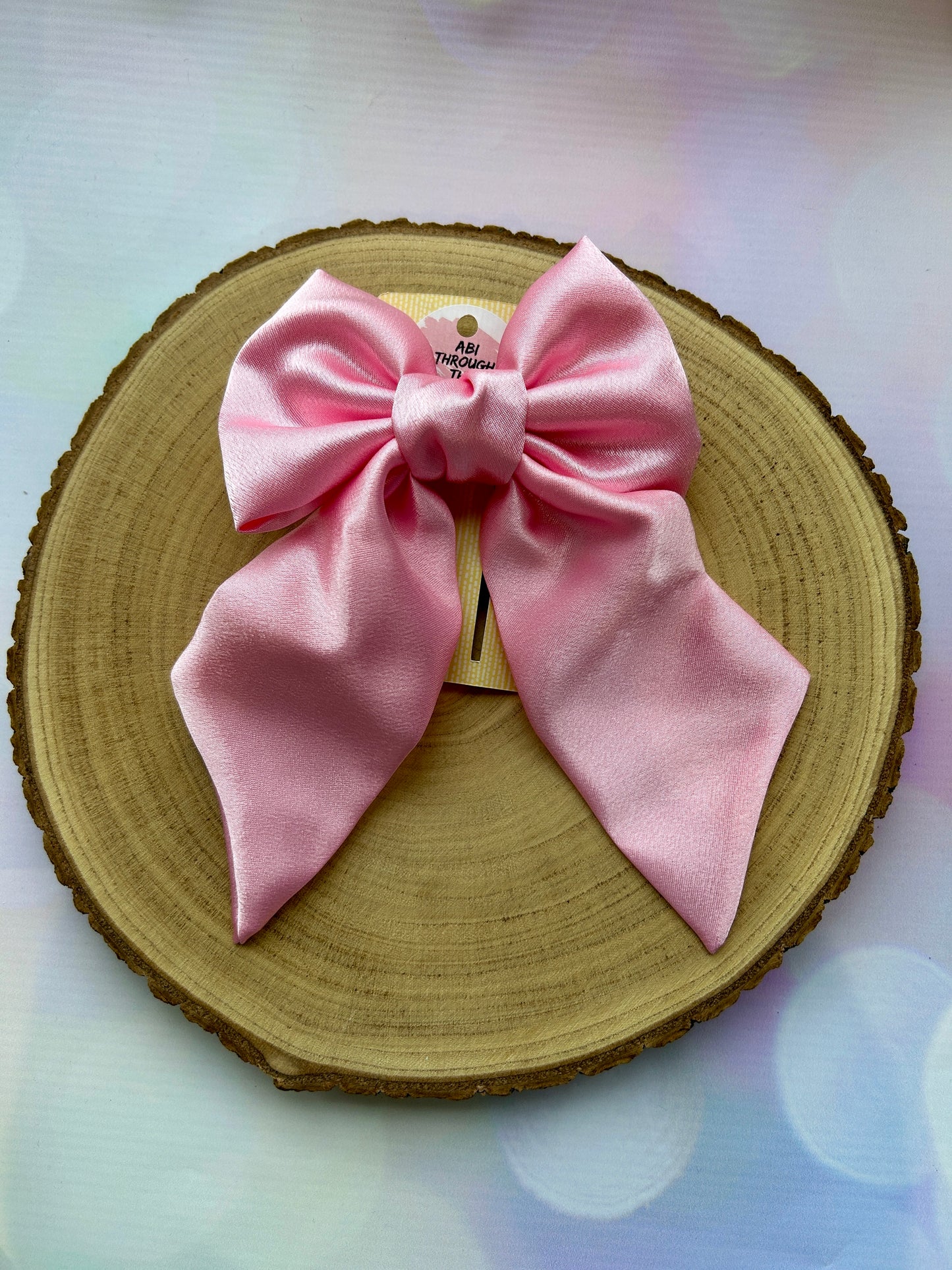 Luxury Pink Satin Midi Hair Bow