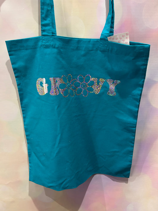 Groovy Teal Tote Bag