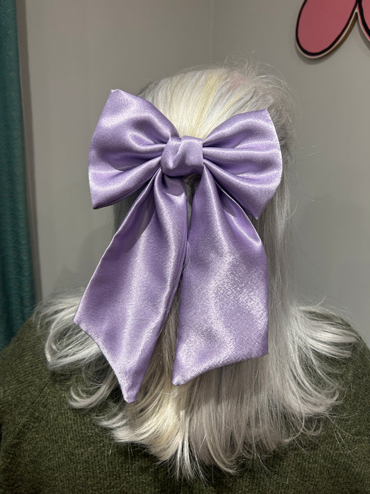 Large Luxury Lilac Satin Hair Bow