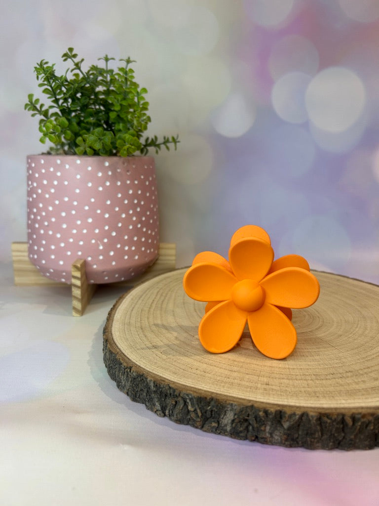 Orange Flower Hair Claw Clip