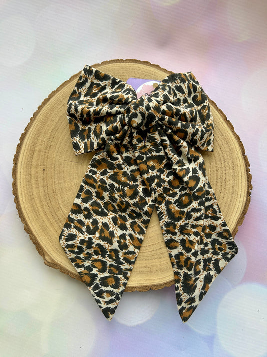 Leopard Print Large Hair Bow
