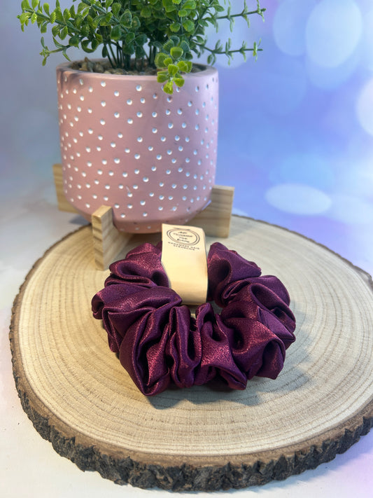 Aubergine Satin Scrunchie (Dark Purple)