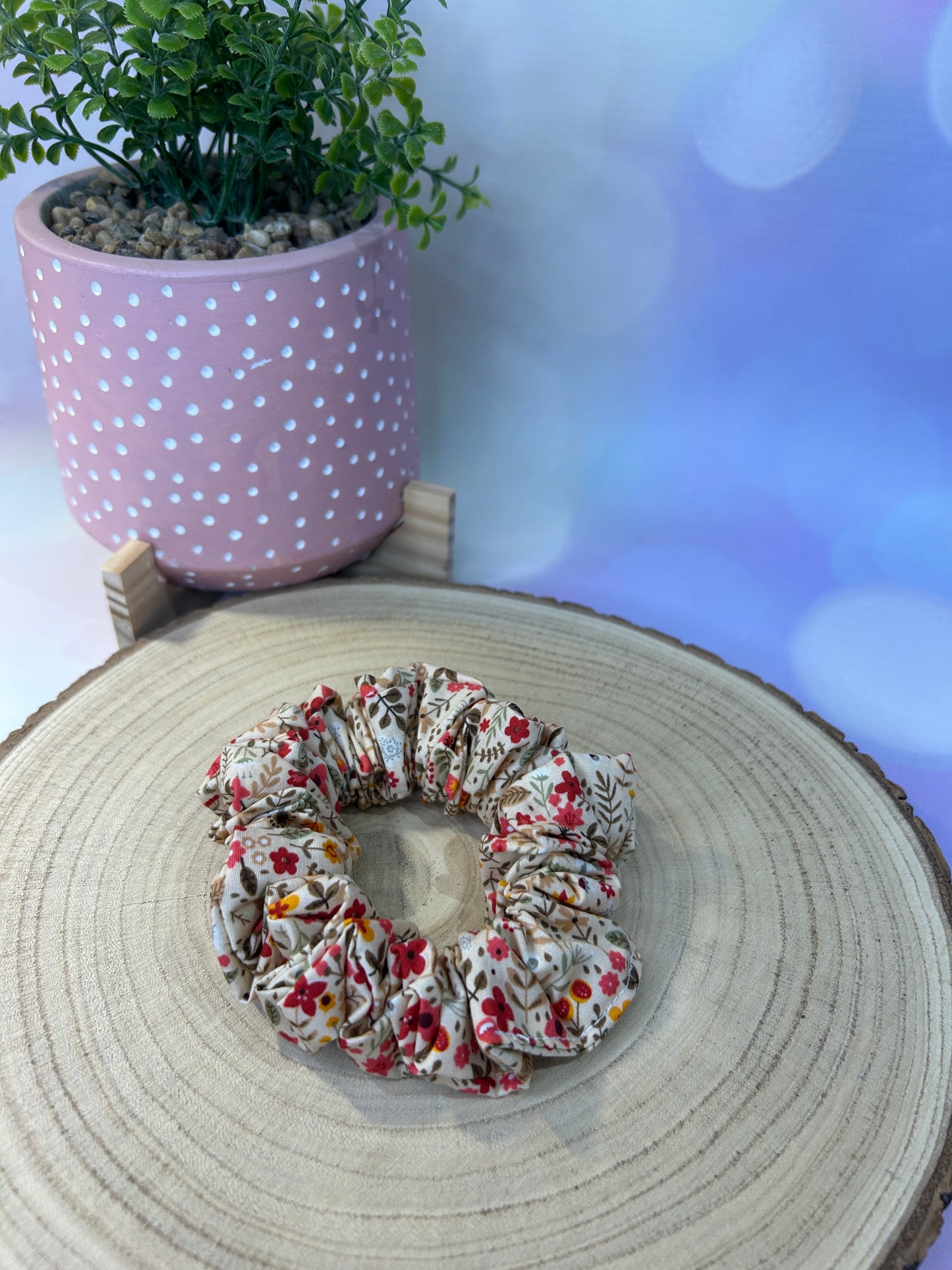 Autumn Floral Cotton Hair Scrunchie