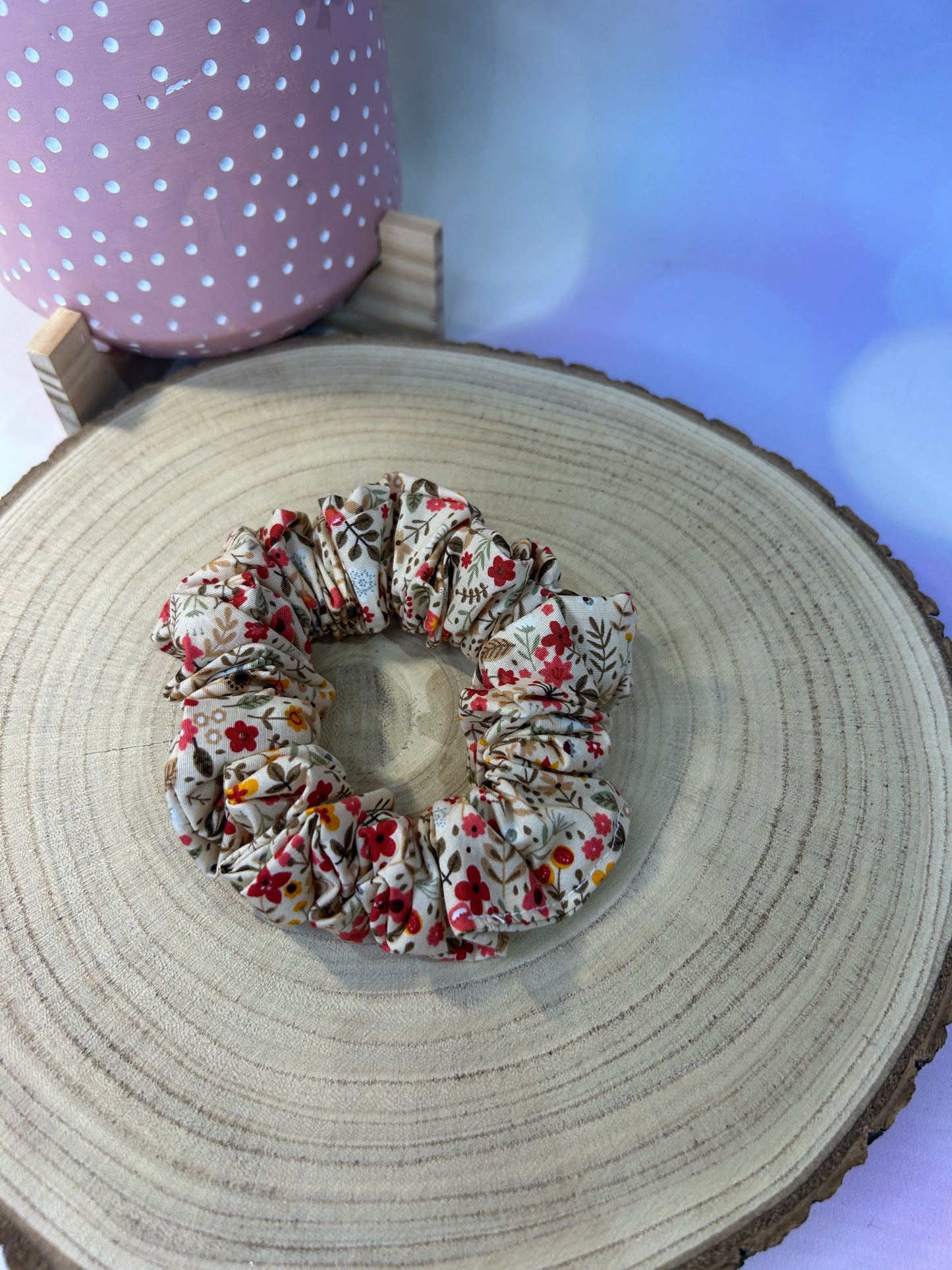 Autumn Floral Cotton Hair Scrunchie