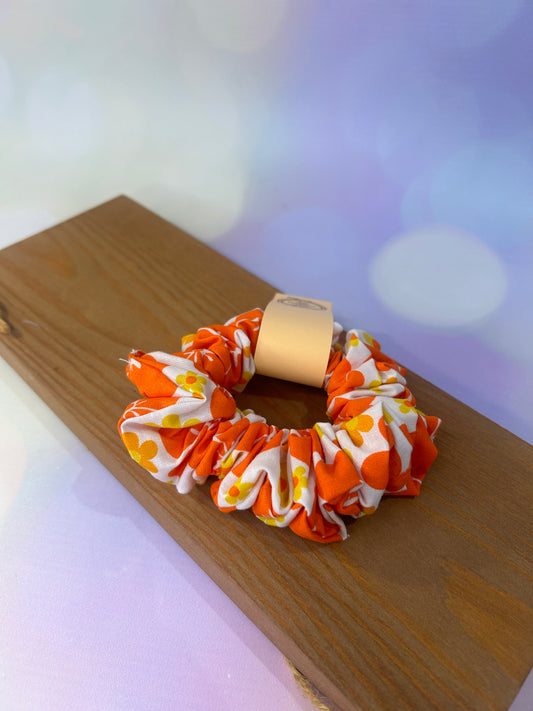 Bold Orange Floral Hair Scrunchie - Limited Edition