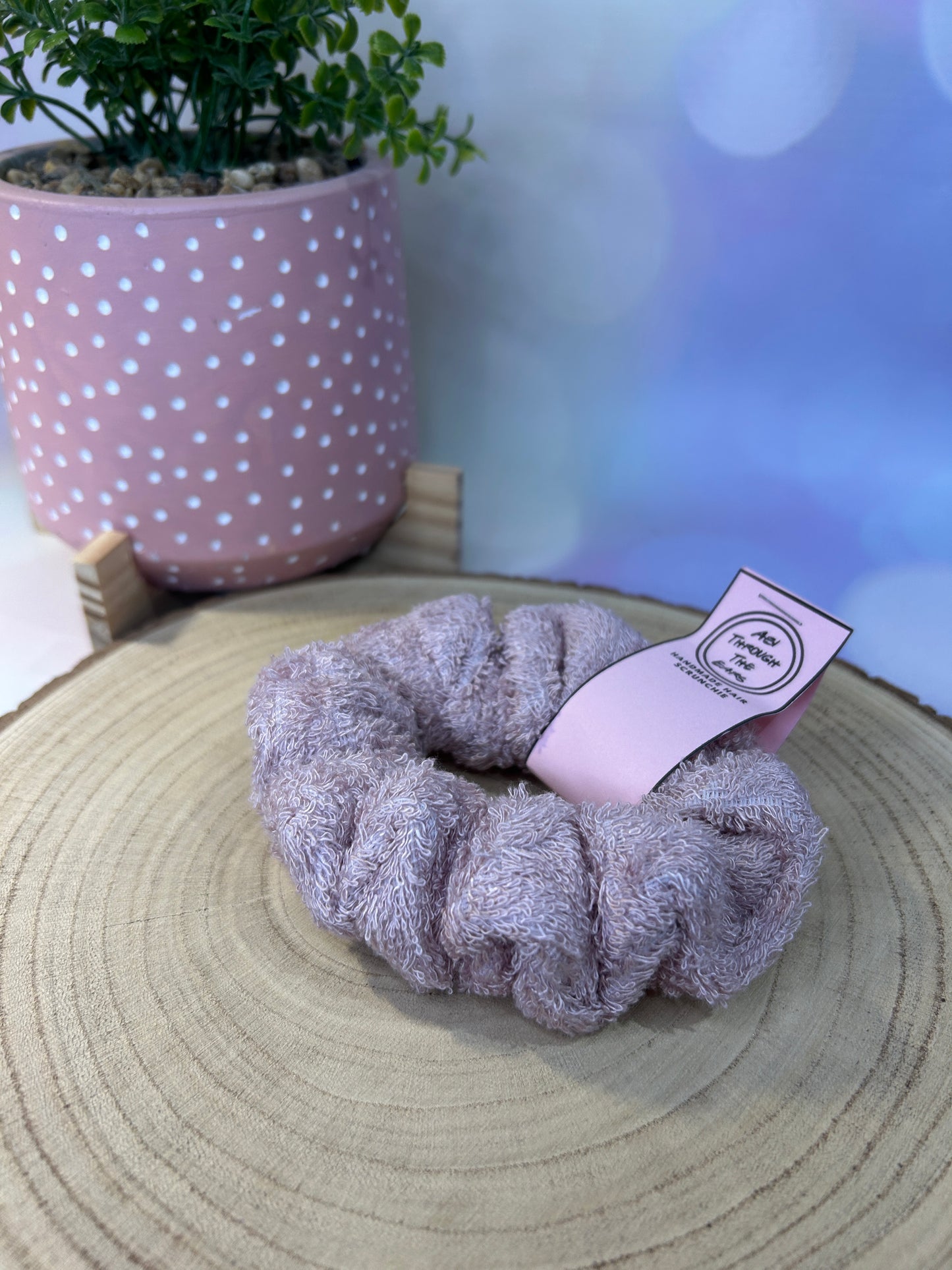 Pink Bamboo Towel Scrunchie