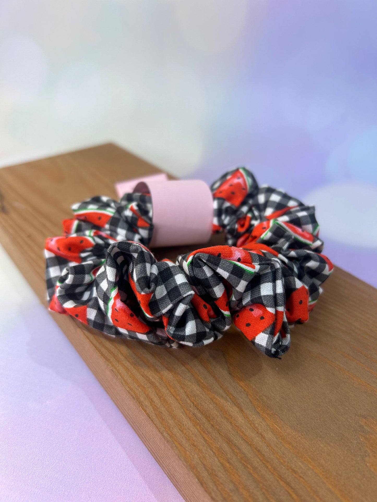 Watermelon Gingham Hair Scrunchie - Limited Edition