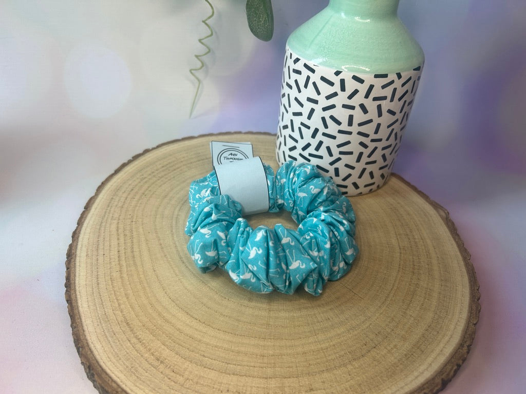Blue Flamingo Scrunchie