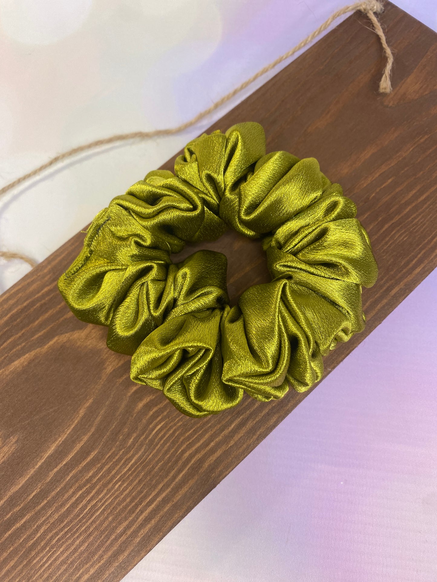 Luxury Olive Satin Scrunchie