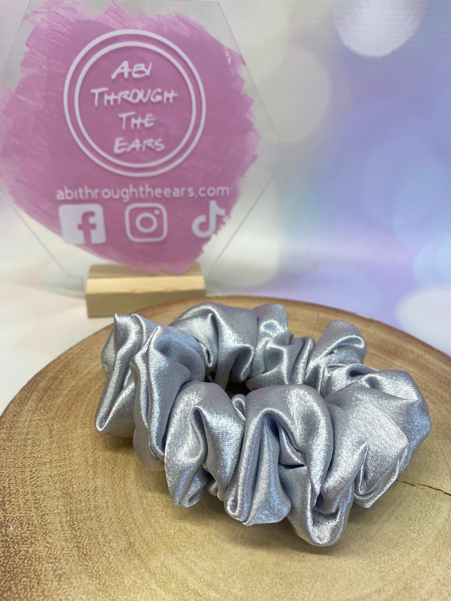 Luxury Silver Satin Scrunchie