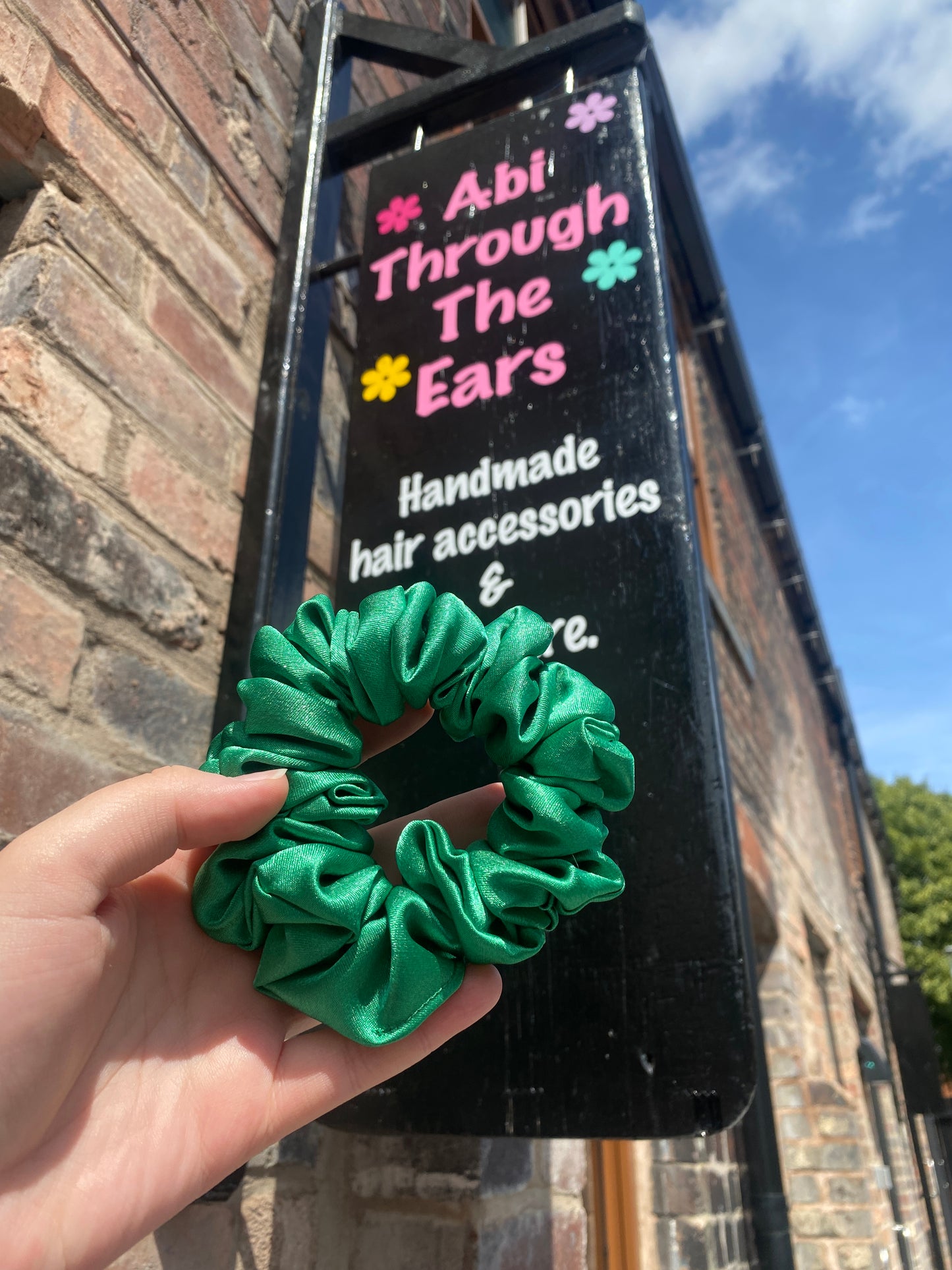 Luxury Emerald Green Satin Scrunchie
