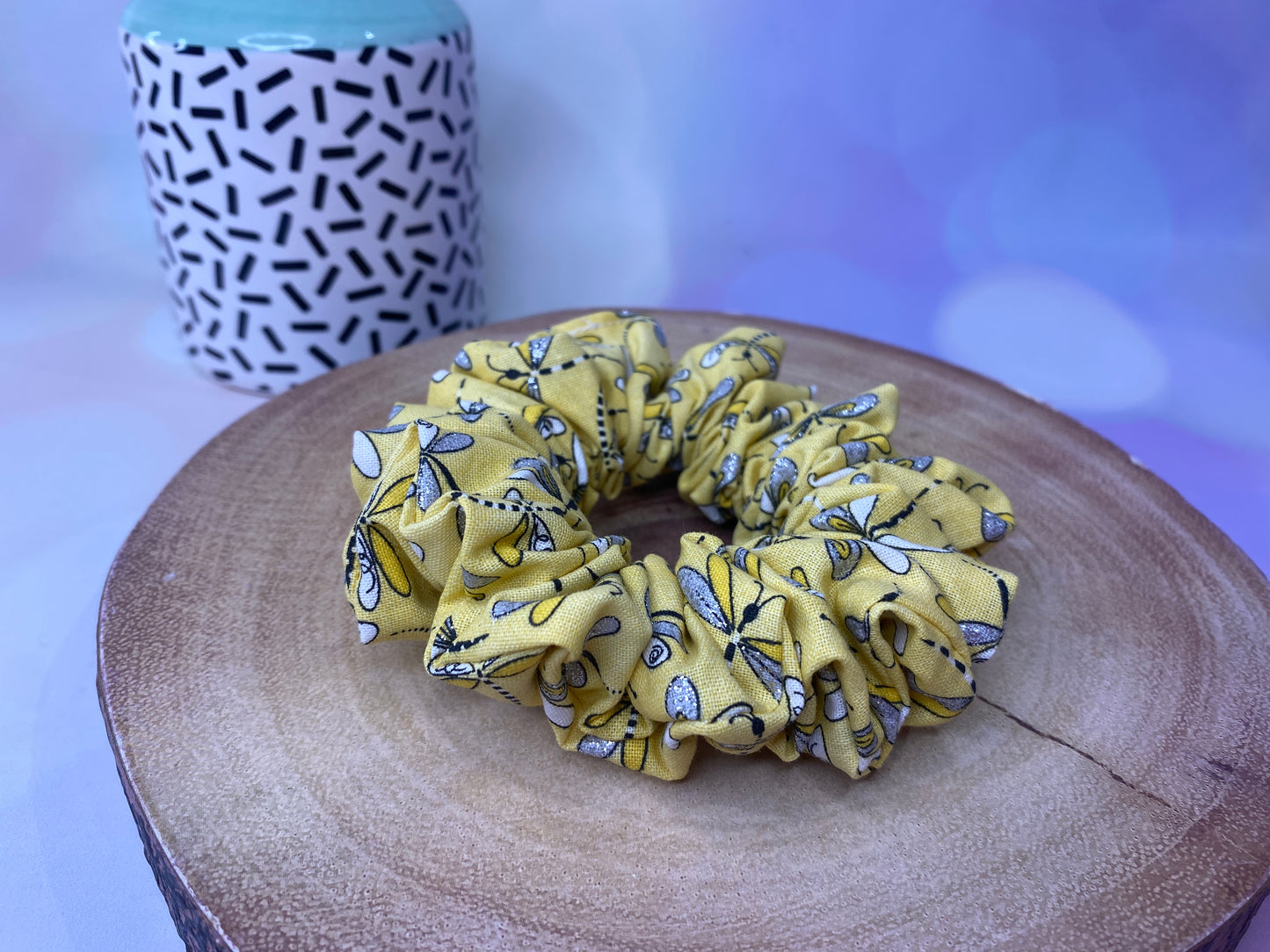 Yellow Glitter Dragonfly Scrunchie