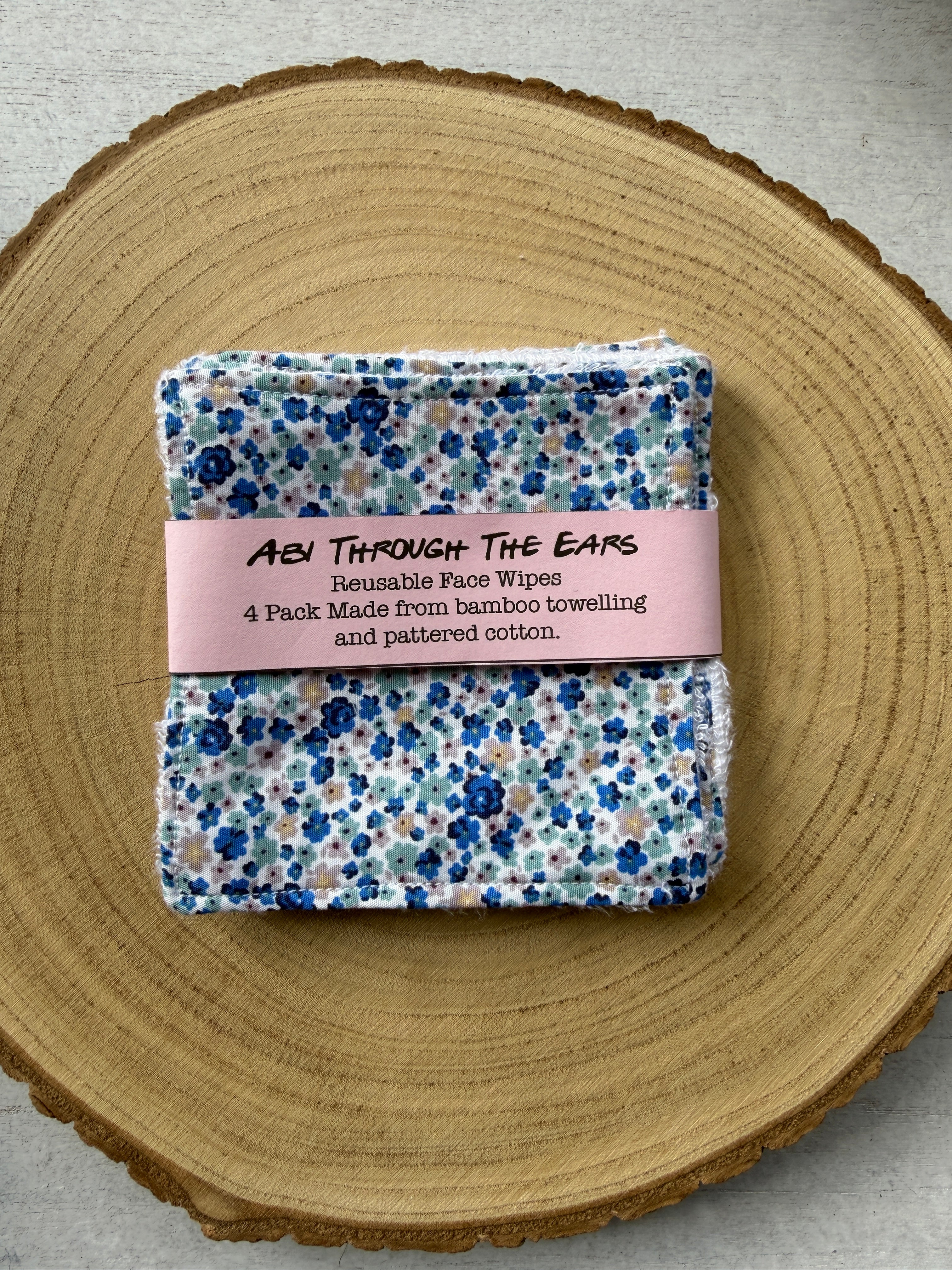 Ditsy Blue Floral Reusable Face Wipes 4 pack