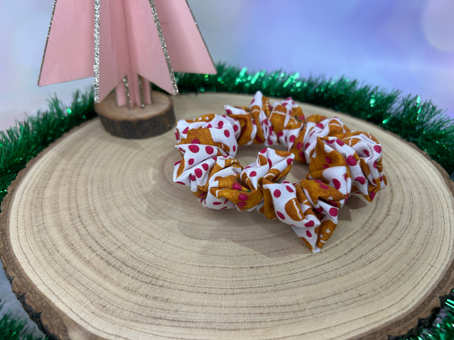 Polka Dot Gingerbread Hair Scrunchie