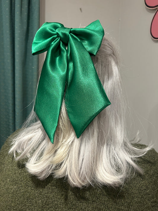 Large Luxury Green Satin Hair Bow