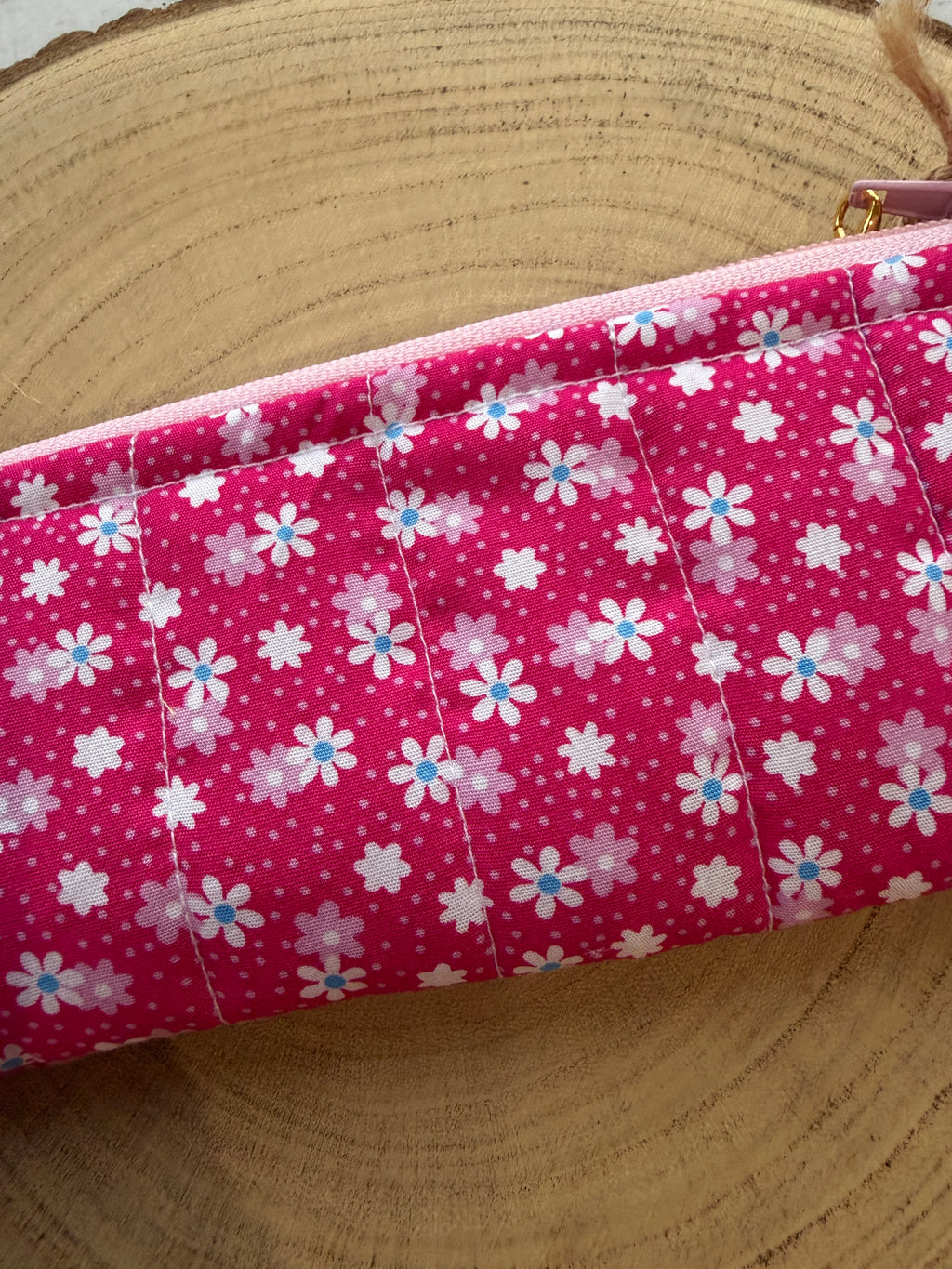 Raspberry Daisy Slimline Pencil Case