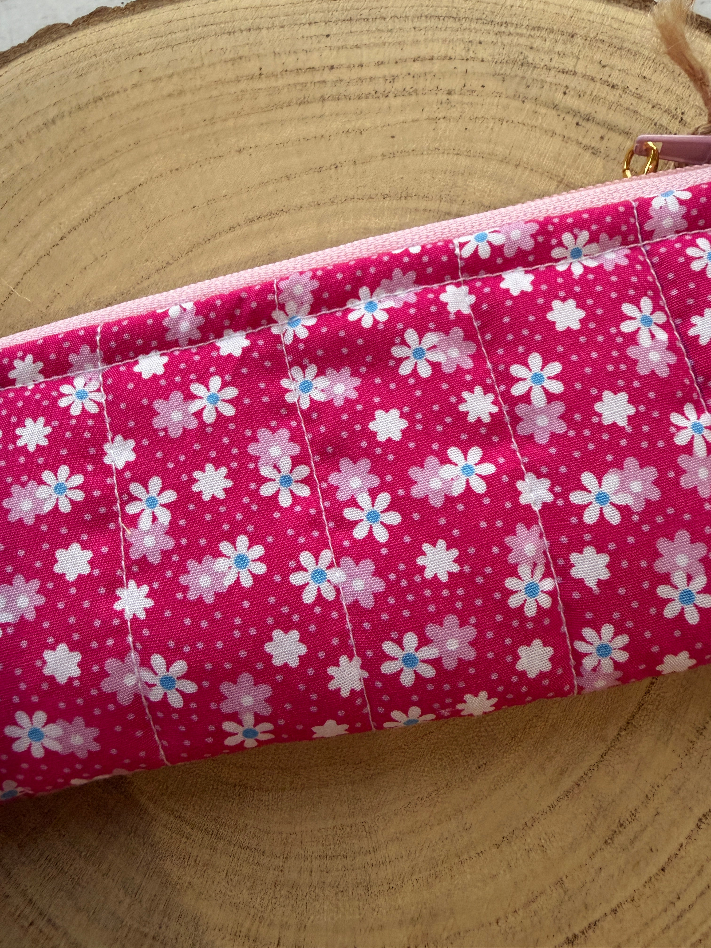 Raspberry Daisy Slimline Pencil Case